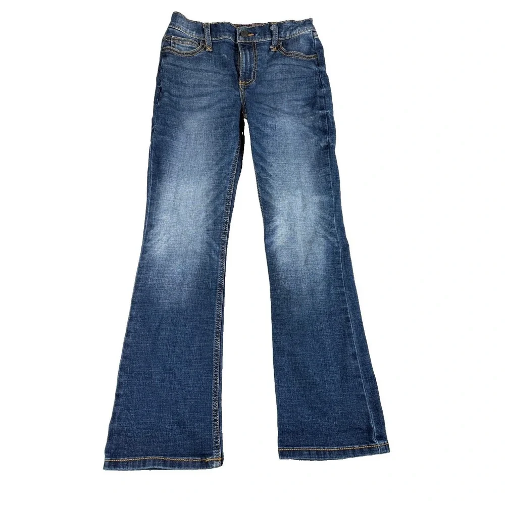 Wrangler Girls Jeans Size 12 Regular Blue Western Bootcut Embroidered W Pockets